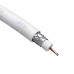 ЭРА Кабель коаксиальный RG-6U, 75 Ом, CCS/(оплётка Al 32%), PVC, цвет белый, бухта 100 м, SIMPLE (6/