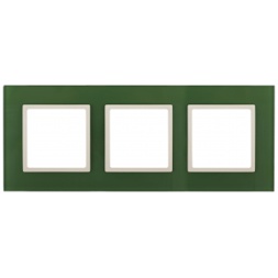 14-5103-27 ЭРА Рамка на 3 поста, стекло, Эра Elegance, зелёный+сл.кость (5/25/900)
