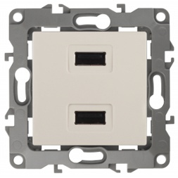 12-4110-02 ЭРА Устройство зарядное USB, 230В/5В-2100мА, IP20, Эра12, слоновая кость (6/60/1920)