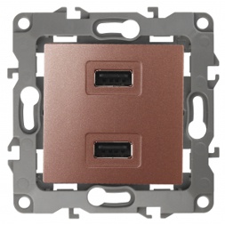 12-4110-14 ЭРА Устройство зарядное USB, 230В/5В-2100мА, IP20, Эра12, медь (6/60/1920)