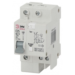SIMPLE-mod-31 ЭРА SIMPLE Автоматический выключатель дифференциального тока 1P+N 25А 30мА тип АС х-ка C эл. 4,5кА АД-12 (