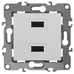 12-4110-01 ЭРА Устройство зарядное USB, 230В/5В-2100мА, IP20, Эра12, белый (6/60/1440)