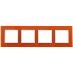 14-5104-22 ЭРА Рамка на 4 поста, стекло, Эра Elegance, оранжевый+бел (5/25/900)