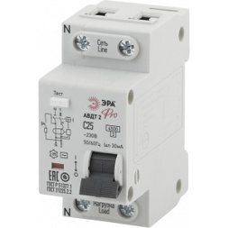 ЭРА Pro Автоматический выключатель дифференциального тока NO-901-88 АВДТ2 C25А  30мА 1P+N тип AC (90